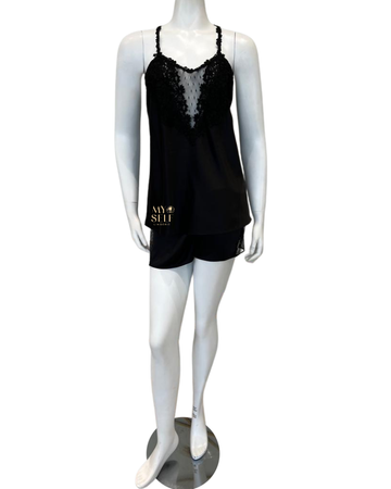 Flora Nikrooz Q81147 Black Showstopper Cami and Boyshorts Set myselflingerie.com